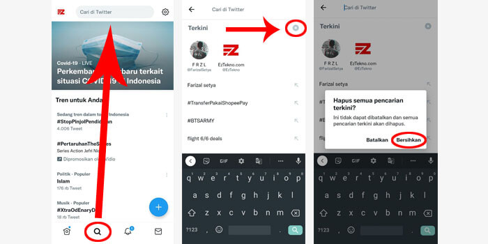 Hapus Semua History Pencarian Twitter di HP