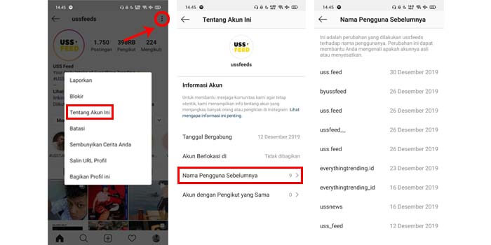 cara mengetahui riwayat username ig orang lain sebelumnya